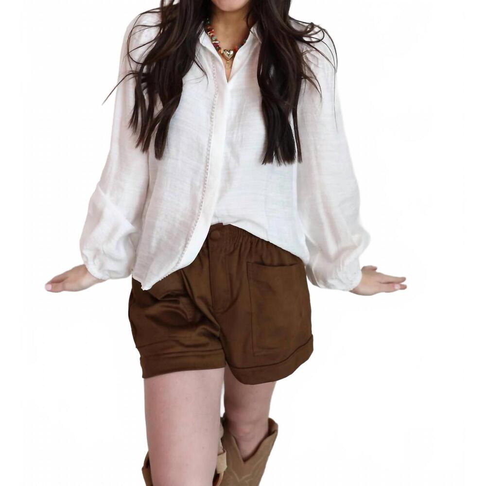 NEW ICHI marie pearl blouse in white